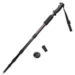 Crown Sporting Goods 43-Inch Black Shock-Resistant Adjustable Trekking Pole and Hiking Staff