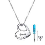 YOTHIWAD Heart Urn Necklace for Ashes Cremation Jewelry Forever in My Heart Engraved Stainless Steel Keepsake Waterproof Memorial Pendant for loved One with Filling Kit(mum)