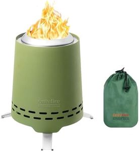 Onlyfire 2 in 1 Portable Fire Pit & Camp Stove with Pot Bracket & Carry Bag, Mini Tabletop Fireplace, Smokeless Firepit for Outdoor Camping Tailgating Patio Backyard, Stainless Steel, Green Tall FP047
