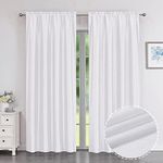 Chyhomenyc Uptown Faux Silk White Curtains 84 Inch Length 2 Panels for Bedroom, Light Filtering Soft Shiny Fabric Rod Pocket Window Drapes for Living Room, Each 40x84 Inches, 7 FT