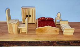 Dollhouse Furniture Set (Wooden) Beautiful Kitchen Lounge Dinning Bathroom Bedroom Miniature for Girls Collectible (Bed Room)