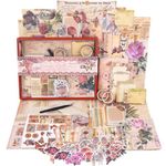 Funto Scrapbooking Kit (202 PCS), Vintage Collection-Rose Angel, Ideal Gift Box Packaging, Perfect for Bullet Scrapbooking Materials, Planner DIY Arts Craft Collage