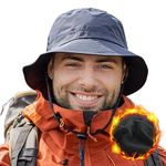 Comhats Waterproof Winter Bucket Hats for Men Women Warm Fleece Lined Rain Hats for Walking Hiking Fishing Outdoor Cold Weather Hats Windproof L - XL Navy Blue