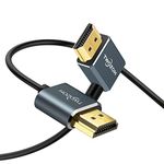 Twozoh Flexible HDMI to HDMI Cable Left Angled 90° 2M, Ultra Thin and Slim HDMI Cord Support 3D/4K@60Hz