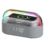 Tempt 16W Privee Fusion 4 in 1 Speaker | 15W Wireless Charging | Digital Alarm Clock & Mobile Stand | 2*40mm Driver | In built Subwoofers | Upto 7hrs Playtime | 12 RGB Modes & In Built FM Radio (Grey)
