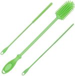 Kitchiny 12.5" Silicone Bottle Brush & Straw Cleaner Brush Set | Water Bottle Cleaner for Hydro Flasks, Tumblers, Glassware, Vases and Narrow Neck Containers