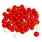 FOIMAS 50pcs Artificial Fruit Cherries,Lifelike Fake Cherry Simulation Decor for Home Decoration Photo Prop Craft Supply