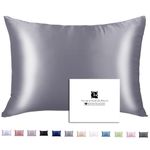 Ravmix Silk Pillow Case with Hidden Zipper for Hair and Skin, Both Sides Cooling Silk Pillowcase Standard Size 20×26 inches, 1PCS, Neutral Grey