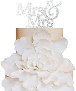 Silver Glitter Mrs & Mrs Cake Topper- Same Sex Wedding Cake Topper Lesbian Wedding Engagement Cake Topper(SILVER)