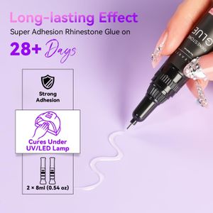 Makartt 3D Nail Rhinestone Glue Gel Kit – Dual Head, 2 x 8ml Adhesive