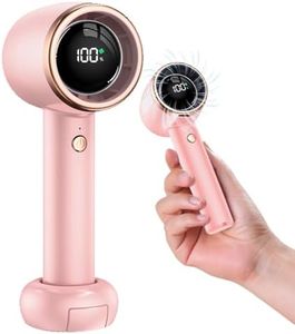 RINGSUN 4000mAh Handheld Fan, Portable Turbo Fan with Phone Holder Base, Speed Adjustable Personal Fan Rechargeable, Small Hand Fan for Home Office Travel Cooling, Pink