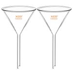 XCD Glass Filter Funnel, 2 Pack Heavy Wall Borosilicate Glass Funnel for Laboratory Accessories, Short Stem 100 mm Diameter, 100 mm Stem Length