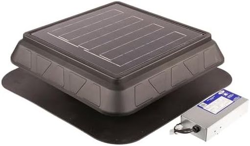 Master Flow GAF 900 CFM Dual Powered (Solar/Electric) Roof Mount Exhaust Fan with Adjustable Thermostat and Energy Efficient Motor| Suitable for attics upto 1000 square feet