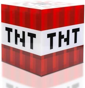 Minecraft TNT Block 6 Inch USB LED Night Light Cube - Decorative, Fun, Safe & Awesome Bedside Mood Lamp Toy for Baby, Kids, Teens & Adults - Best for Home's Bedroom, Living Room Or Even Office
