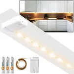 POWER PRACTICAL Luminoodle Under Cabinet Lighting - Click LED Light Strip for Shelves, Kitchen Cabinets, & Furniture, 1-Pack Includes Power Button & Tape Adhesive - Warm White (2700K)