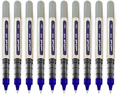uni-ball - Uni Mitsubishi Pencil - 10 Stylos Eye Fine UB-157 - Stylo Roller Encre Liquide Bleue - Pointe 0,7 mm - Écriture Medium