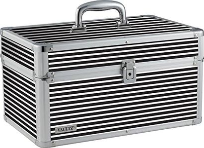 Vaultz Locking Makeup Artist Case, Black White Stripe (VZ03755)