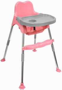 My Giraffe - 3 in 1 - Easy to Clean Bobo Pink Baby Dining Chair with Footrest and Tray, Upto 20 kgs