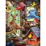 Bits and Pieces - 300 Piece Jigsaw Puzzle for Adults - Nesting in The Shed - 300 pc Coundry Garden Shed Animal Nature Bird Farm Doe Wildlife Birdhouse Jigsaw by Artist Larry Jones