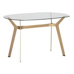 Studio Designs Home 71013 Archtech Modern Glass Desk/Dining Table, 48", Gold/Clear Glass