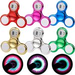 LED Hand Popper Fidget Spinner Packs for Kids Teens Adults, 6 PCS Light Up Sensory Fidget Toys for Stress Relief, Gifts for Birthday Party Favors Classroom Prizes