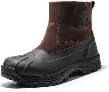 NORTIV 8 Mens Slip on Winter Boots Waterproof Rain Boot for Outdoor SNSB232M BROWN Size 10