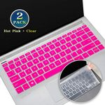 2 Pack Keyboard Cover Skin for 2020 2019 Version HP 14" Laptop/HP Pavilion x360 14 Inch 14M-ba 14M-cd 14-bf 14-bw,HP 14 Keyboard Skin Protector Accessories(Hot Pink+Clear)