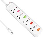 MS ASDF26 UK to USA Travel Extension Lead 4 Way Power Strip Universal Socket Plug With 1.8M Power Cord-White