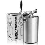 TMCRAFT 8 litre (270 oz) mini barrel growler, stainless steel pressure barrel kit with adjustable tap can keep drinks fresh and carbonated for home brewery, craft beers and barrel beer