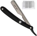 Parker PTB Push Type Blade Load Straight Edge Barber/Shavette Razor with Stainless Steel Blade Arm and 5 Shark Stainless Blades