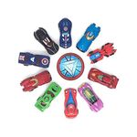 PLUSPOINT 10Pc Super Hero Metal Vehicles Set Cars Alloy Push N Go Vehicles, Mini Racing Cars for Toddlers, Girls and Boys Kids Play Set, Die-Cast Toy Car Set