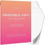 ZICOTO Premium Printable Vinyl Sticker 15 Glossy White Waterproof Decal Paper Sheets for Your Inkjet Printer -Dries Quickly and Holds Ink Beautifully