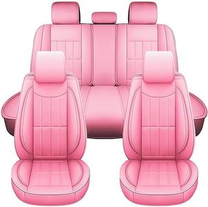 SPEED TREND Car Seat Covers – Premium PU Leather for Ultimate Comfort & Protection, Easy Installation and Universal Fit for Most Cars SUVs Trucks (ST-003 Full Set, Pink)