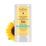 Babo Botanicals Super Shield SPF 50 Natural Sport Stick Fragrance Free Sunscreen, 0.6 Ounce