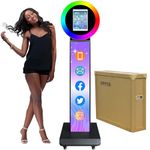 HITUGU Portable Photo Booth for iPad 10.2in 10.9in 11in 12.9in, Metal Shell Selfie Station photobooth Machine,RGB Ring Light,Free Custom Logo,Remote Control,for Parties,Wedding,Exhibition