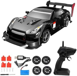 KERBRO 1/16 Rc Drift Car – High-Speed Remote Control Car With Led Lights, 2.4Ghz, Rechargeable Battery, Drift Tires – Hobby Grade Rc Car For Kids & Adults, Black