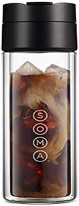 SOMA Double Wall Glass Tea and Coffee Cold Brew Bottle, Black, 12oz (SM18501K)