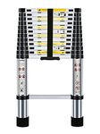 Nestling 12.5ft/3.8M Telescopic Ladder, Aluminium Loft Ladder Extendable, Max Load 150kg/330lb, Adjustable Step, for Decorating, Painting