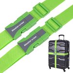 Masterwise Luggage Straps, 79” Adjustable Luggage Straps for Suitcases TSA Approved Travel Belt Suitcase Strap to Keep Your Suitcase Secure While Traveling (Green, 2pcs)