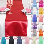 Time to Sparkle 10 Pack Satin Table Runners 12"x108"inch Chair Sashes Swags Wedding Party Table Decoration - Red