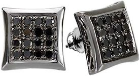 Dazzlingrock Collection 0.75 Carat (ctw) Black Plated Round Diamond 11mm Kite Micro Pave Hip Hop Iced Out Studs in 14K Solid White Gold, Screw Back, Unisex Design Ladies, Mens Real Diamond Earrings