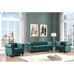 India Furniture City Velvet Fabric (5 Seater-3+1+1) Chesterfield Sofa for Living Room & Office | Green