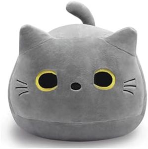 8" Gray Cat Plush Toy Children's Plush Toy, Cat Shape Design Soft Plush Doll, Filled with Animal Soft Plush Pillow