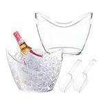 Auch 2 Pcs Ice Bucket 4 Liter Beverage Tub Champagne Wine Bucket for Parties and Drinks Plastic Acrylic Ice Tub with 2Pcs Scoops for Cocktail Bar Good for Champagne or Beer Bottle (2 Pcs Ice Bucket)