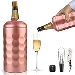 Sangyn Wine Chiller, Premium Iceless Wine Cooler with Aerator, Bottle Stopper & Opener for Keeps Wine Cold up to 6 Hours, Wine Bottle Insulator Fits Most 750ml Champagne Bottles(Rose Gold)