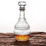 Sanbege Liquor Bottle Decanter, Glass Decanter with Airtight Round Stopper, Whiskey Vodka Bourbon Alcohol Decanter for Home, Bar, Gift, Party Decor, 34oz/1000ml