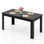 IFANNY Black Dining Table for 6, Farmhouse 63’’ Rectangular Table with L Shaped Legs, Wood Kitchen & Dining Room Tables, Large Dinner Table for Dining Room, Kitchen, Restaurant (Black)