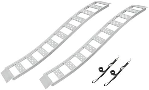 CargoSmart Aluminum Fixed S-Curve Ramp with Treads (2pk) – Easily and Safely Load and Unload Your Light Equipment, Lawn Tractors, ATVs and More, 1,500 lb. Capacity, 12” W x 90” L