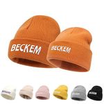 Duckbe Custom Baby Beanie Hat Boy Girl, Knitted Cap Winter Hat 3 Sizes for Infants Toddlers Kids Adults Men Women Orange