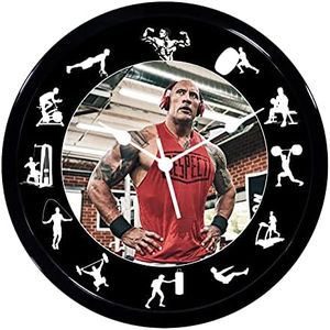 Babawill Rock Gym Abs Plastic Wall Clock with Glass in Front 28 x 28 x 6 Cm